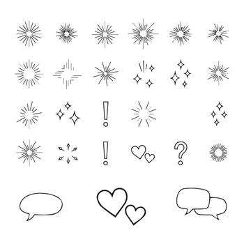 A set of different shapes and symbols for a drawing vector