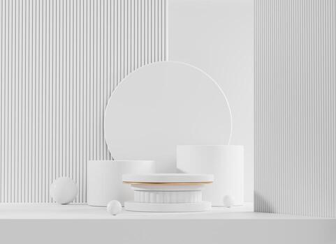 White Abstract Podium Platform For Product Display Showcase 3D Rendering photo