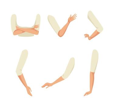 Woman Character Arms Straight and Bend as Constructor with Separated Body Part Set vector