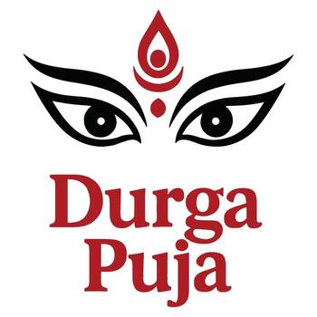 Durga puja festival illustration with goddess eyes symbol and red decorative design in traditional artwork isolated on transparent background vector