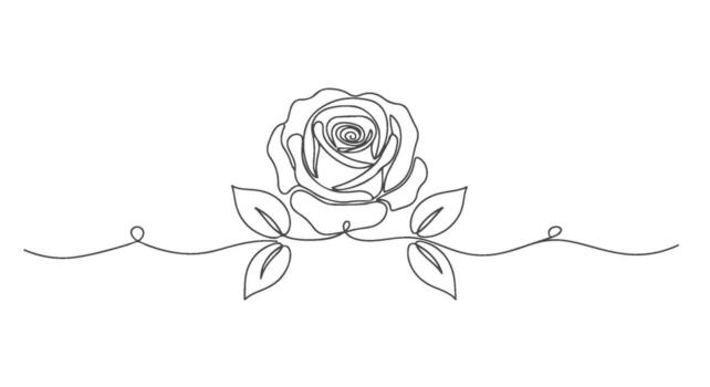 One continuous line drawing of a rose, perfect for elegant designs, in EPS format vector