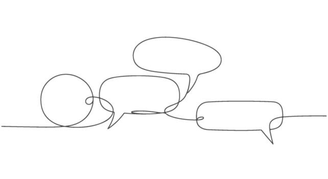 One Continuous Line Minimalist Chat Bubbles in a Single Stroke vector