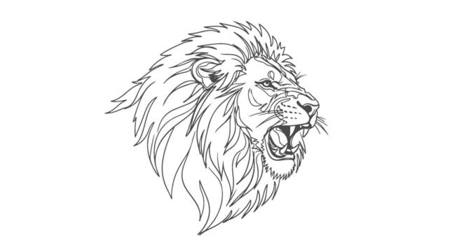 One Continuous Line Drawing of a Lion's Roar, EPS Format vector