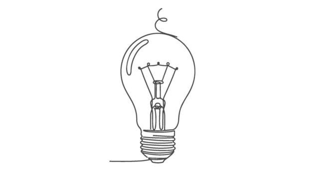 One Continuous Line Drawing of a Light Bulb Idea vector