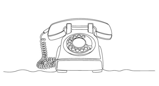 uno continuo línea Arte ilustración de un Clásico giratorio teléfono, capturar un nostálgico comunicación dispositivo con un simple, elegante gráfico diseño estilo Perfecto para escalable proyectos vector