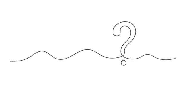 Abstract single continuous line art illustration of a question mark on a wavy background vector