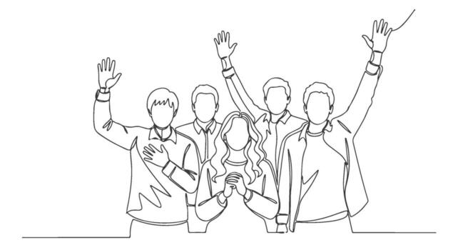 Unity Through Line A Continuous Art of Solidarity in One Stroke vector