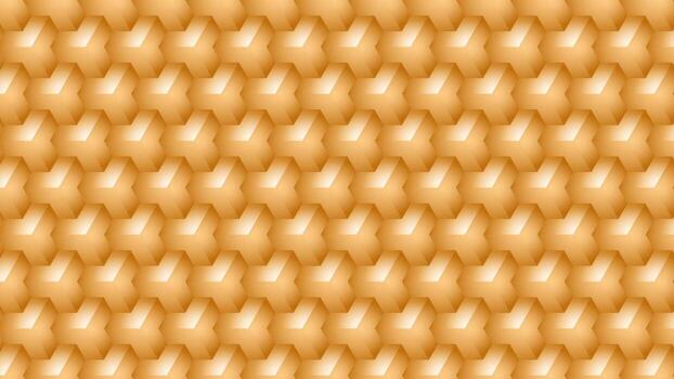 Abstract seamless golden hexagon pattern with 3D depth and light gradient for modern design backgrounds vector