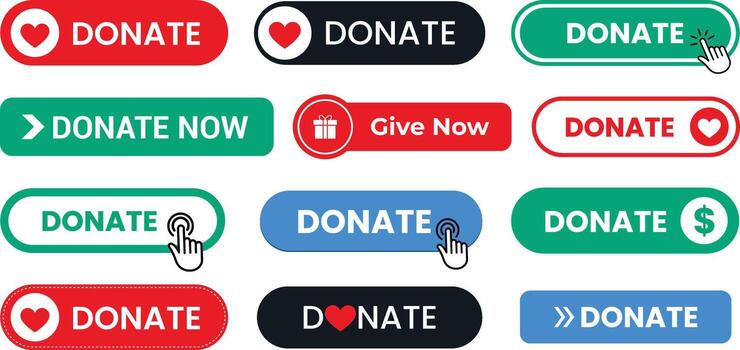colección de donar botones para web y aplicación interfaces vector