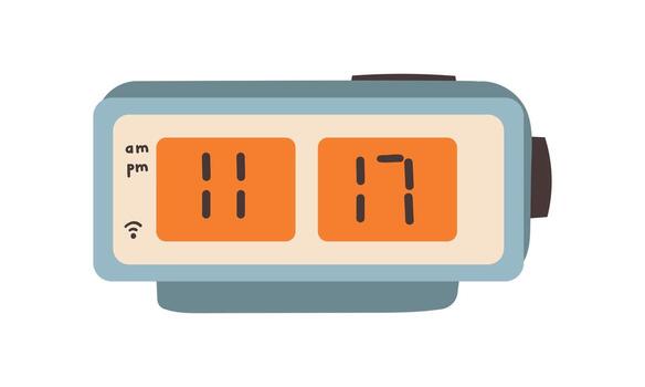 flat illustration of a digital clock displaying . Illustration of alarm with digital number design. Clock icon for hour, watch, alarm signs. Hand drawn illustration isolate on white . vector