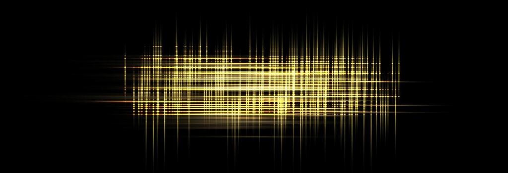 Speed rays, velocity light neon flow, zoom in motion effect, gold glow speed lines, colorful light trails, stripes. Abstract illustration. vector