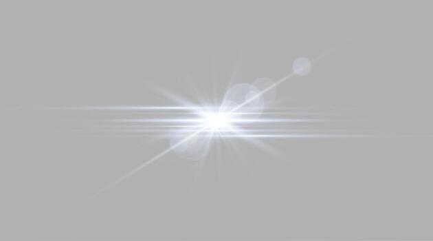 Blue horizontal lens flare. Sun flash with rays or spotlight and bokeh. Isolated on grey background. Glow flare light effect. illustration. vector