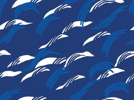 Hand drawn seamless wave pattern with bold brush lines and flowing rhythm. Inspired by Japanese ocean motifs, this abstract design brings a dynamic and organic movement. vector