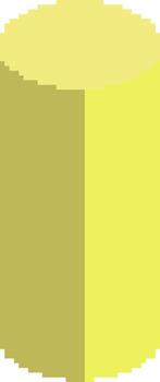 Bright lime pixel cylinder in retro 90s style, isometric 3D shape for digital art, pixel challenge, and vibrant geometric collections vector