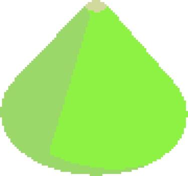 Lime green pixel cone in isometric pixel art style, bright 90s retro palette for creative digital design and art projects. vector