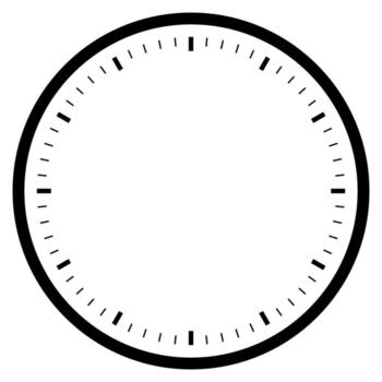 black empty clock isolated on white for pattern and design. vector