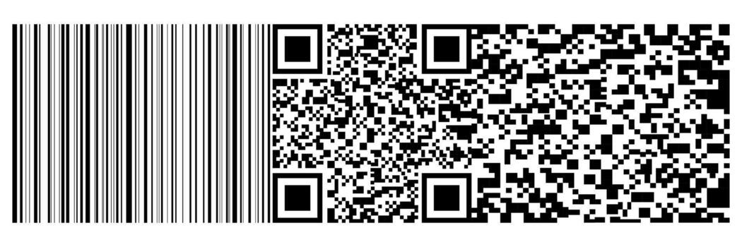black bar code and qr code on white background. vector