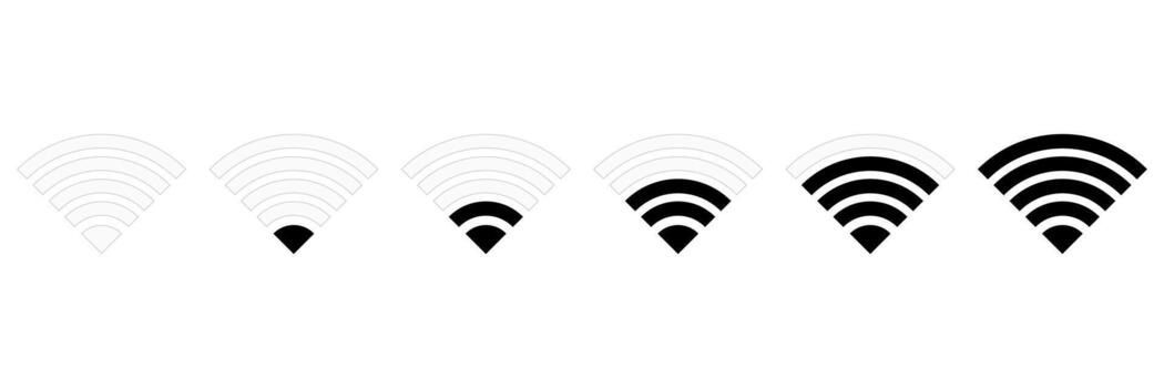 set of wireless intensity sign for web and design. vector