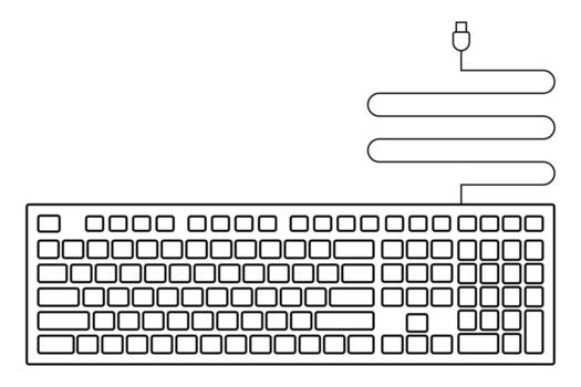 black empty usb keyboard icon for design. vector