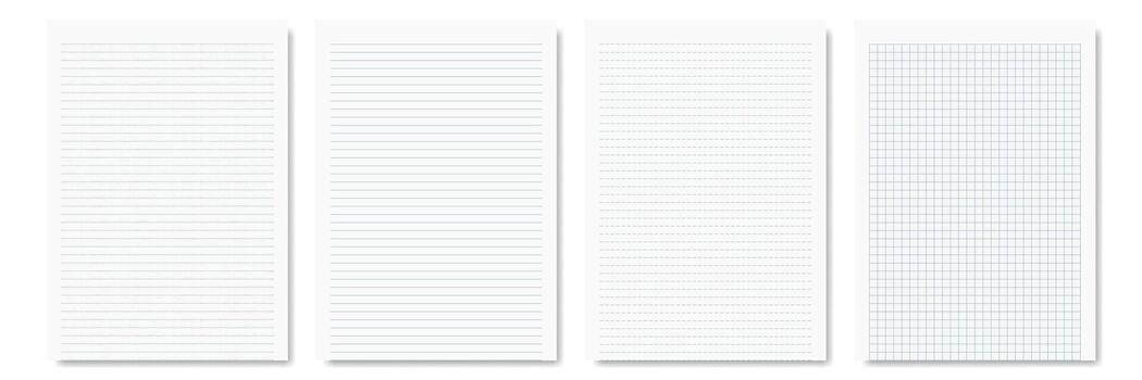pieces of notepad and notebook isolated on white for pattern and design. vector