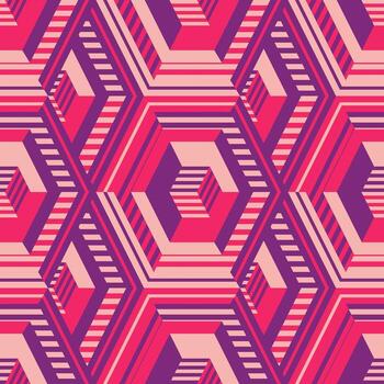 seamless pattern retro 3d cubes background vector
