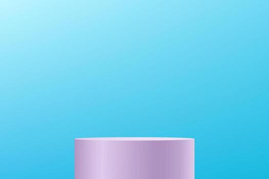 Blue background 3d with purple podium. Empty room with light effect. Space for selling products on the website. illustration. vector