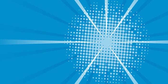 A blue background with dots and rays vector