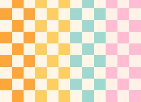 Set of seamless patterns, wrapping paper in retro style, checkered multicolored vector