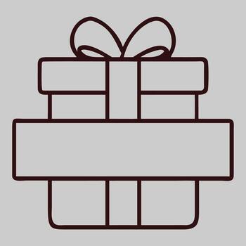 Simple outline illustration of a gift box with a ribbon and a blank label for customization vector