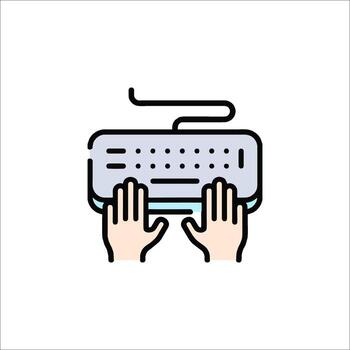 Hands on a keyboard vector