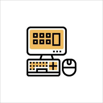 Computer with keyboard and mouse vector