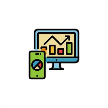 negocio datos análisis crecimiento gráfico en computadora y móvil, Finanzas vector