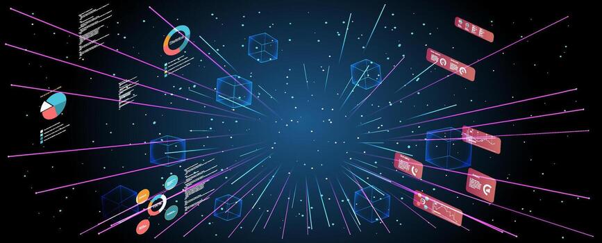 digital datos visualización con gráficos y geométrico formas en un moderno resumen diseño. vector
