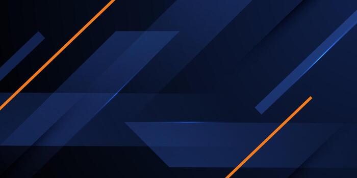 Abstract futuristic dark blue background. Simple arrow shapes with orange lines pattern design. vector