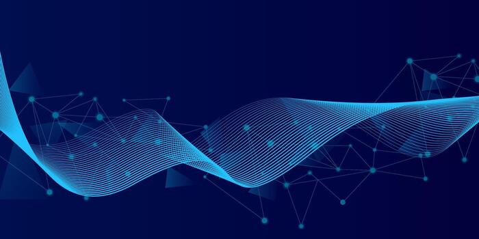 Abstract futuristic technology concept. Gradient digital blue background with waves line and plexus lines of big data analysis vector