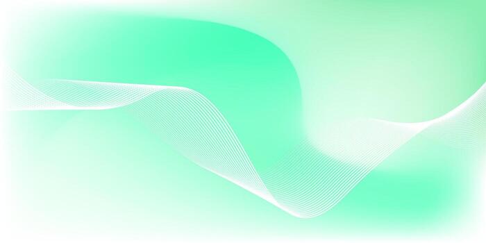 Abstract green gradient background with glowing wavy lines. vector