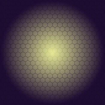 Honeycomb structure pattern with luminous gradient in the center background vector