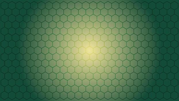 Green gradient background with hexagonal pattern and soft glowing light vector
