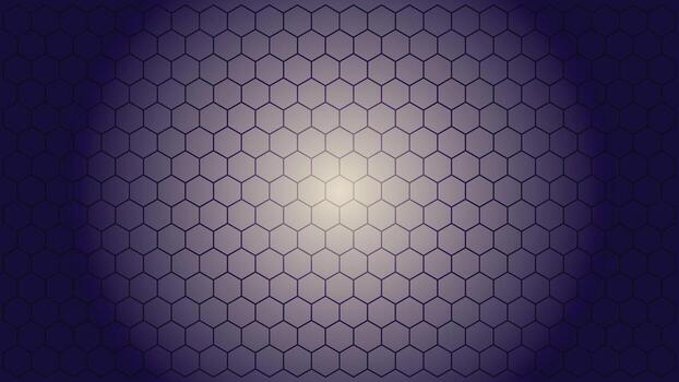 Gradient purple hexagon pattern background design with soft light center vector
