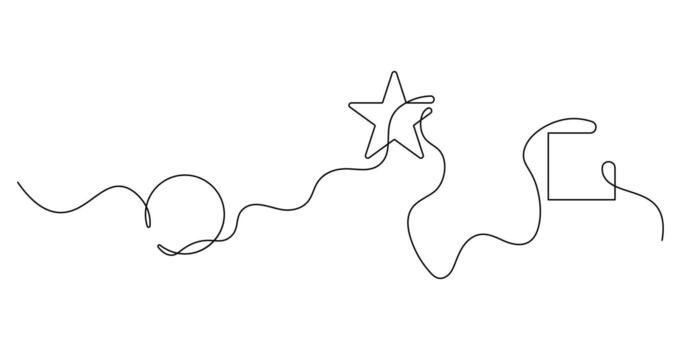 Minimalist Geometric Shape Illustration. Continuous Line Drawing of Square, Star, and Circle vector