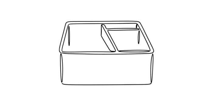 Empty bento lunch box container continuous line art illustration vector