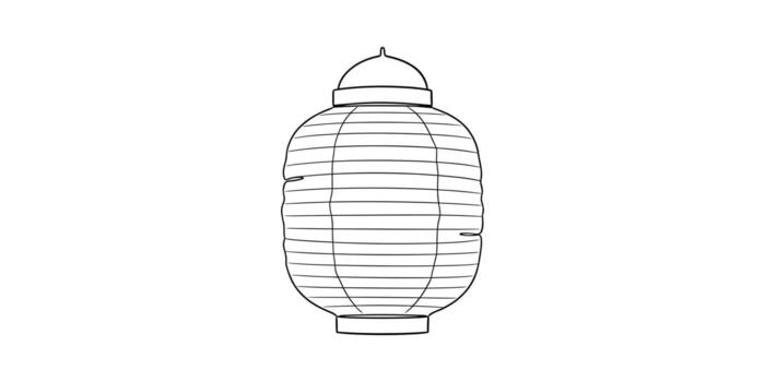 Japanese paper lantern illustration in a single continuous line vector
