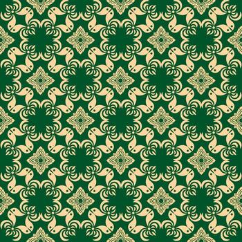 Graceful Botanical Ornament with Metallic Touch for High End Fabric vector