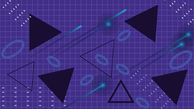 moderno resumen antecedentes con azul triangulos brillante rayas y cuadrícula modelo en púrpura superficie ideal para digital Arte fondo de pantalla web diseño y creativo proyectos vector