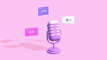 animado microfone com audio bate-papo conversação, audio aceno, som aceno, voz bater papo. entrevista, podcast, falar, comunicação conceito. adequado para abertura, introdução, explicador. video