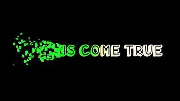 drömmar komma Sann text animering med partikel effekter video