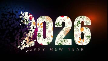 contento nuovo anno 2026 testo animazione con disintegrazione particella effetti video