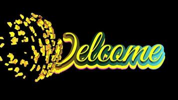 Välkommen partikel text upplösning animering video