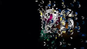 Lycklig ny år 2026 text animering med upplösning partikel video