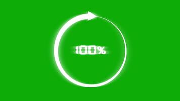 Progress bar from 0 to 100 percent with white ring horizontal loading bar white loading circle on alpha and green screen animation video